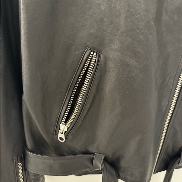 MACKAGE Miela-N Black Supple Lambskin Leather Belted Moto Jacket size Large - Picture 7 of 8